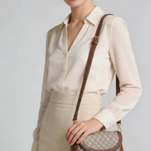 Vintage Leather Saddle Crossbody Bag, Printed Mini Handbag For Daily Commute Women - Image 3