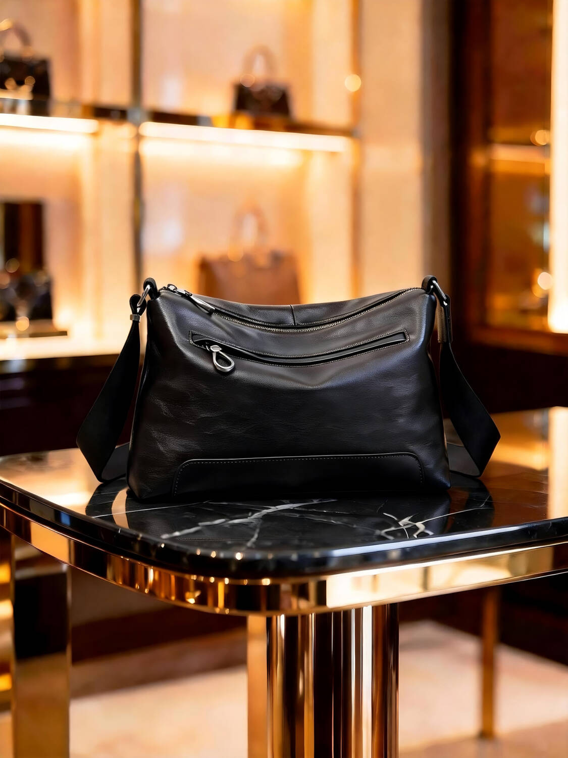 Minimal Soft Leather Crossbody Bag Large Capacity Daily Shoulder Tote Bag - Image 3