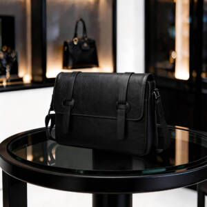 Double Strap Buckle Flap Messenger Bag Vintage Soft Leather Adjustable Wide Strap Business Crossbody Bag - Image 5