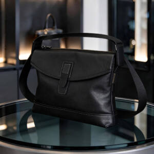 Minimal Single Leather Buckle Flap Crossbody Matte Soft Leather Wide Adjustable Strap Unisex Business Bag - Image 5