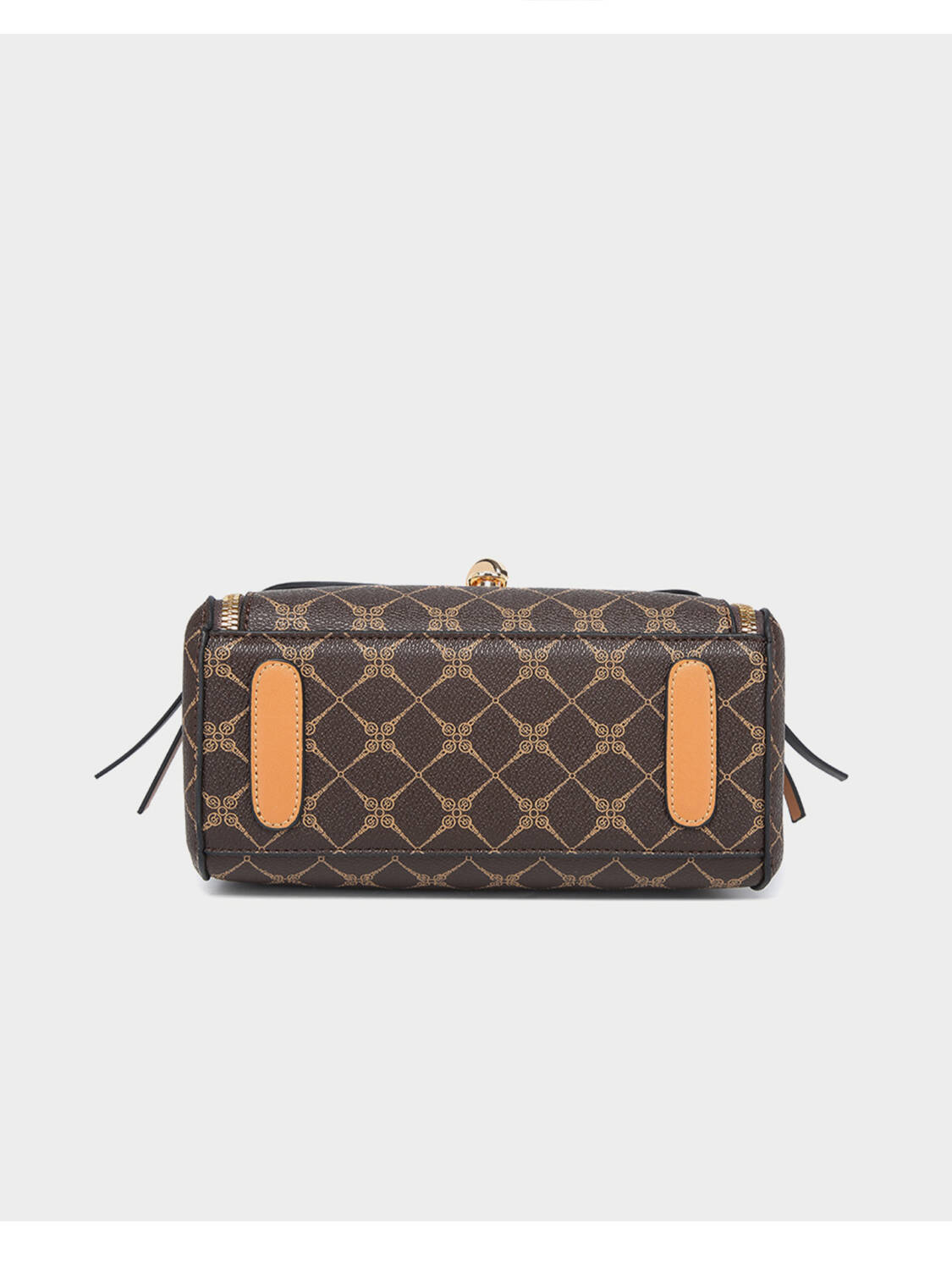 Color Contrast Diamond Print Handbag, Brown Trim Versatile Crossbody Purse For Daily Use - Image 6