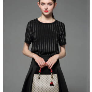 Vintage Printed Tote Bag, Burgundy Trim Dual-use Shoulder Crossbody Purse for Women - Image 3