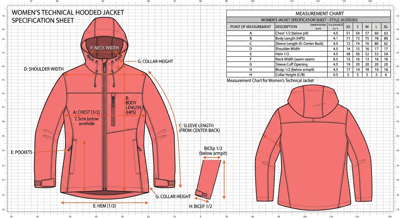 Women Outerwear Specification Sheet