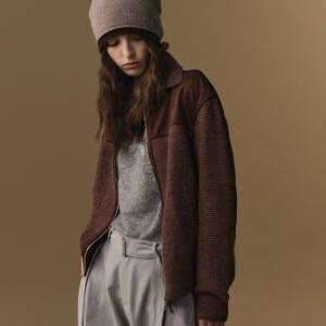 Women's Retro Knitted Zip Front Jacket - Image 3